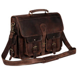 Multi Pocket Vintage Leather Messenger Bag