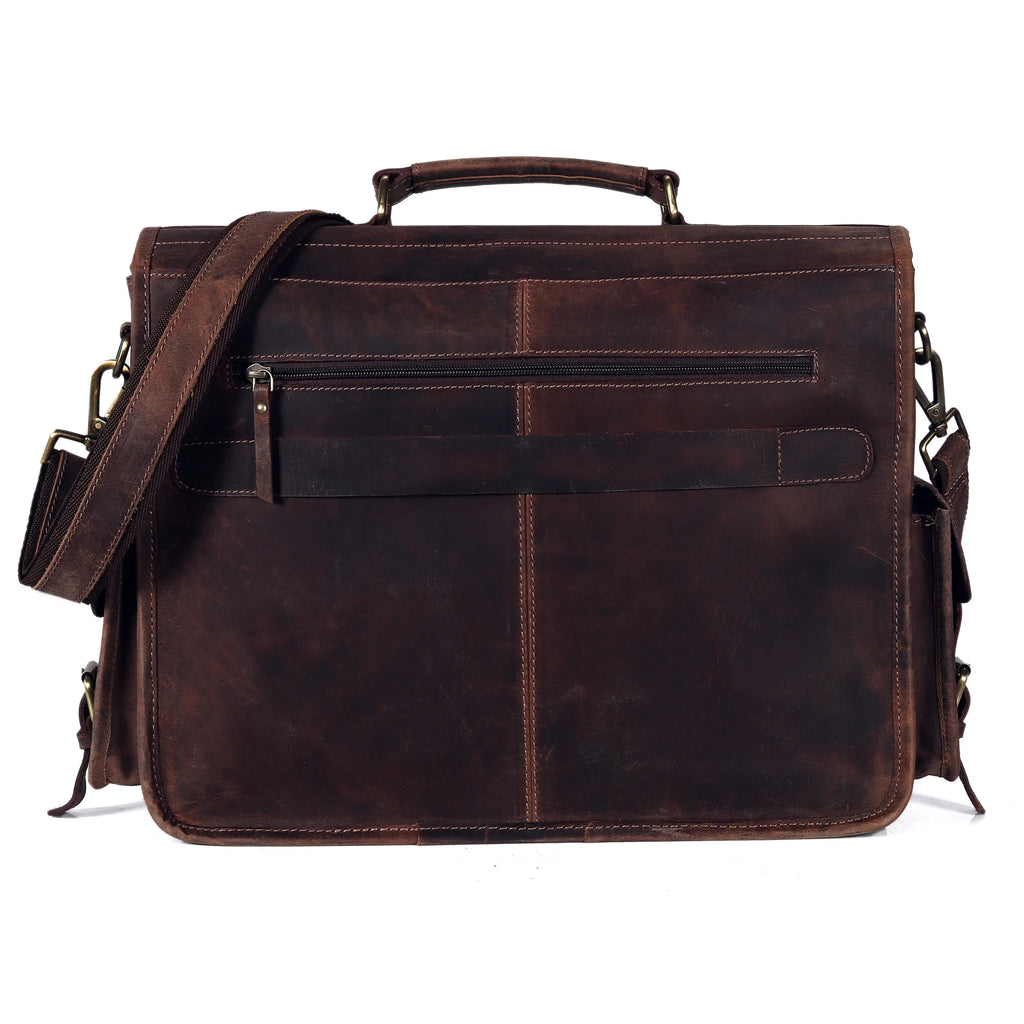Multi Pocket Vintage Leather Messenger Bag