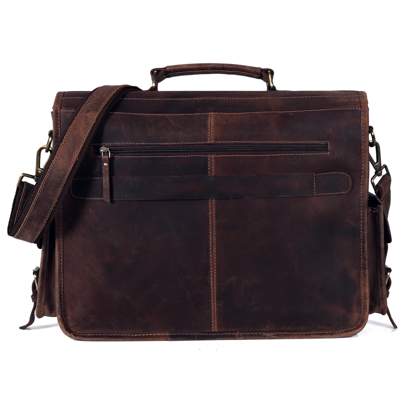 Multi Pocket Vintage Leather Messenger Bag