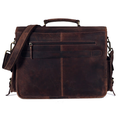 Multi Pocket Vintage Leather Messenger Bag