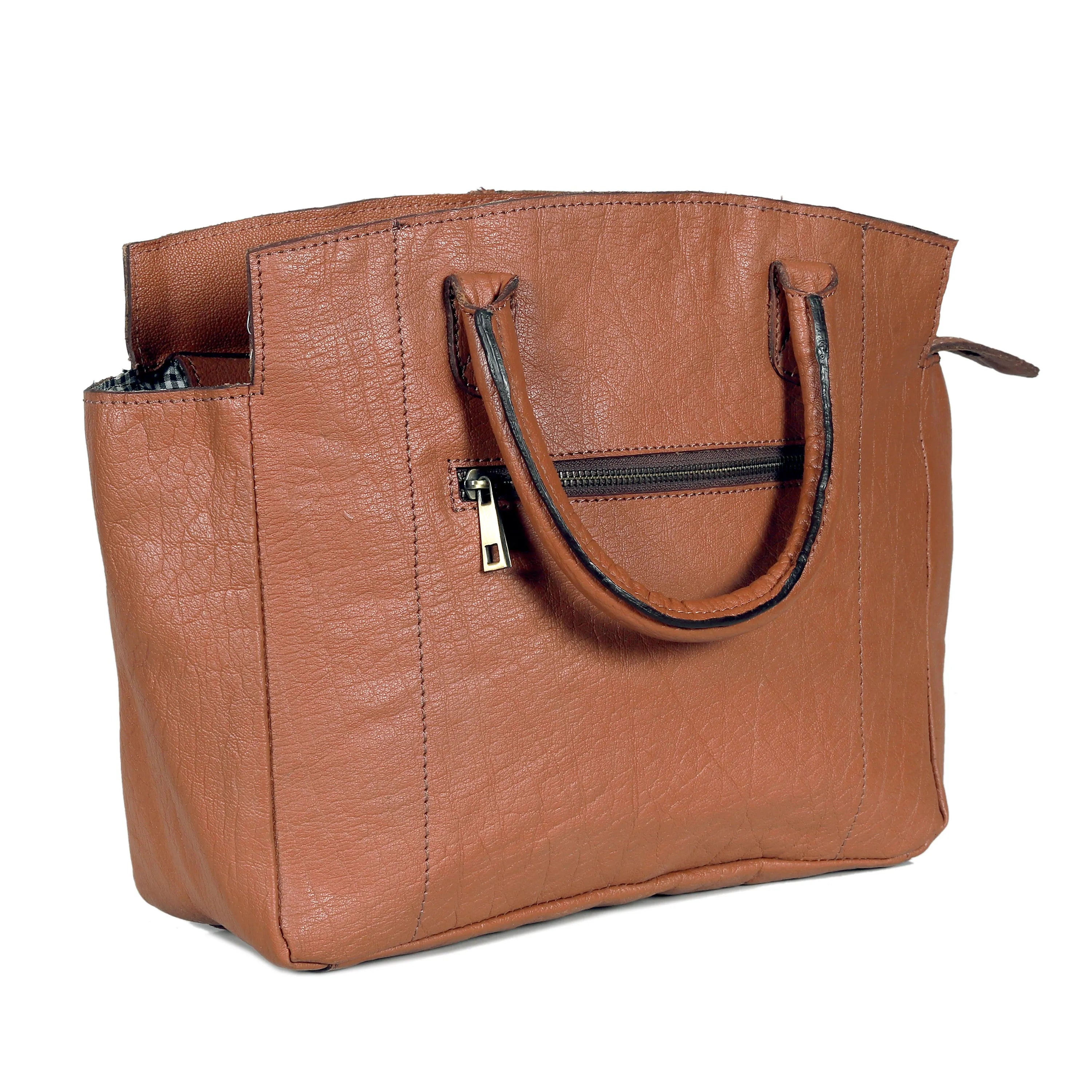 Women's Full-Grain Leather Tote Bag with Top Handles