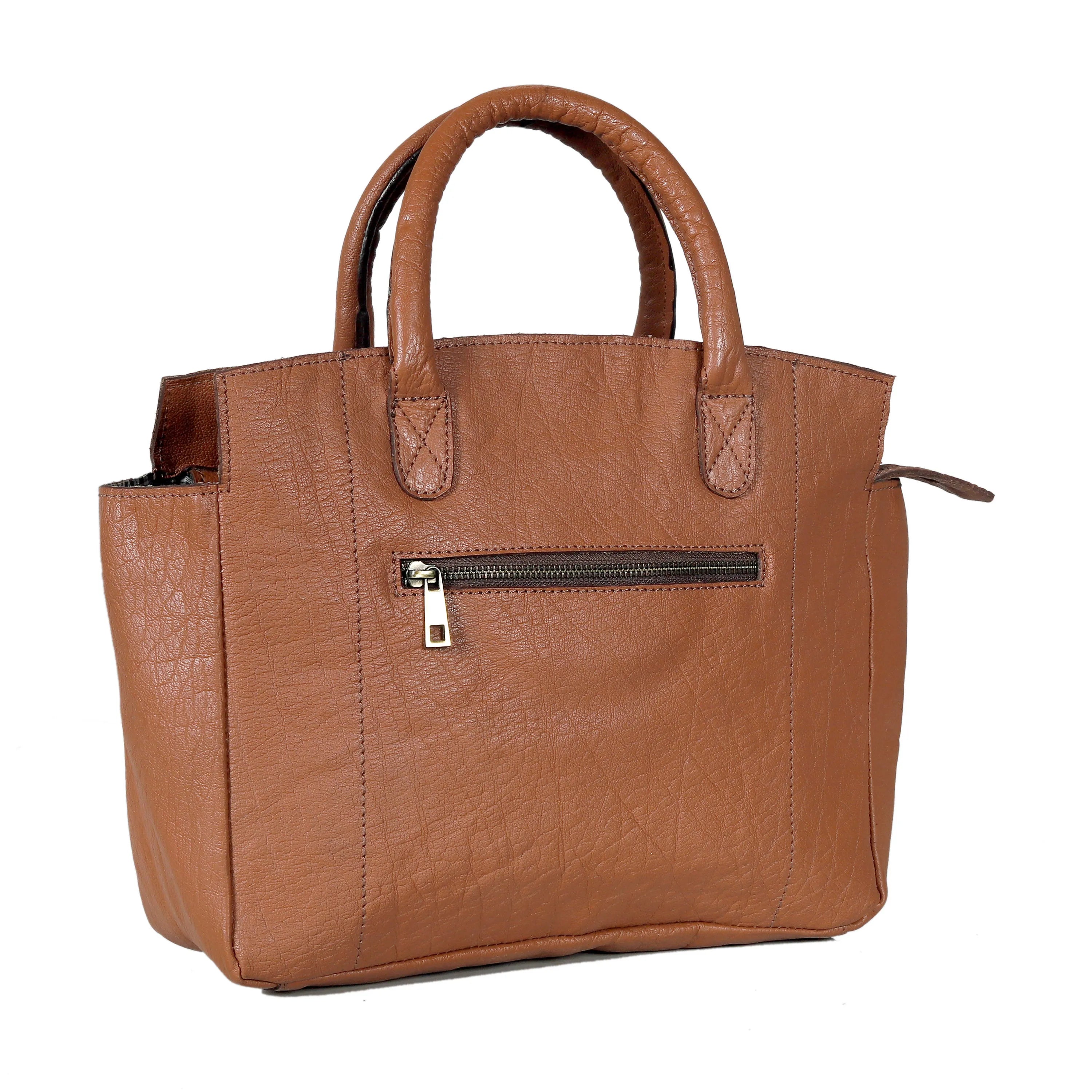 Women's Full-Grain Leather Tote Bag with Top Handles