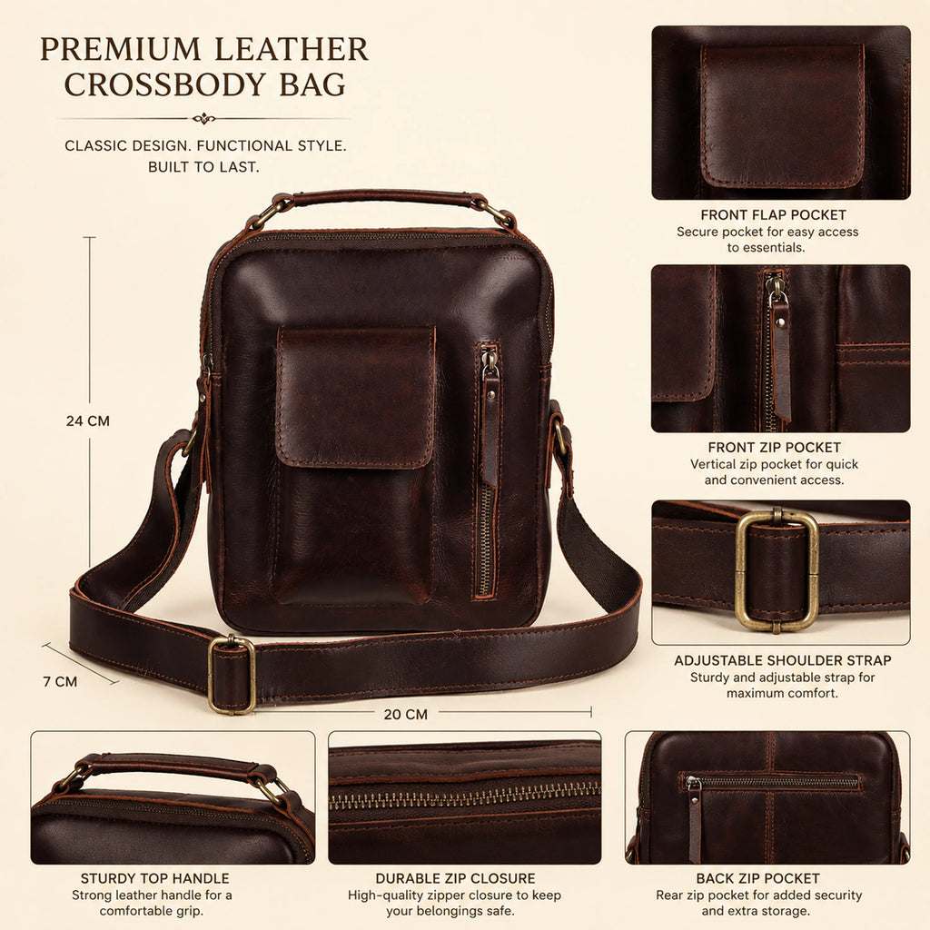 Vintage Urban Crossbody Leather Bag For Men and Women