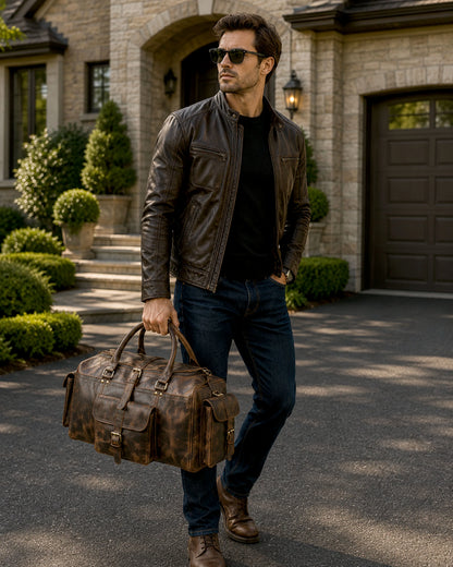 The Frontier Buffalo Leather Duffel