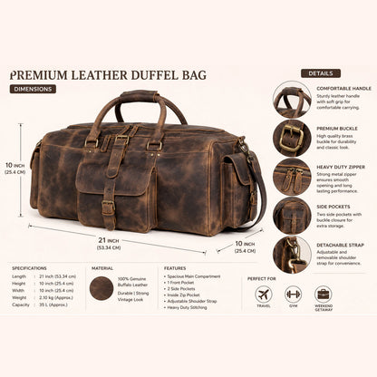 The Frontier Buffalo Leather Duffel