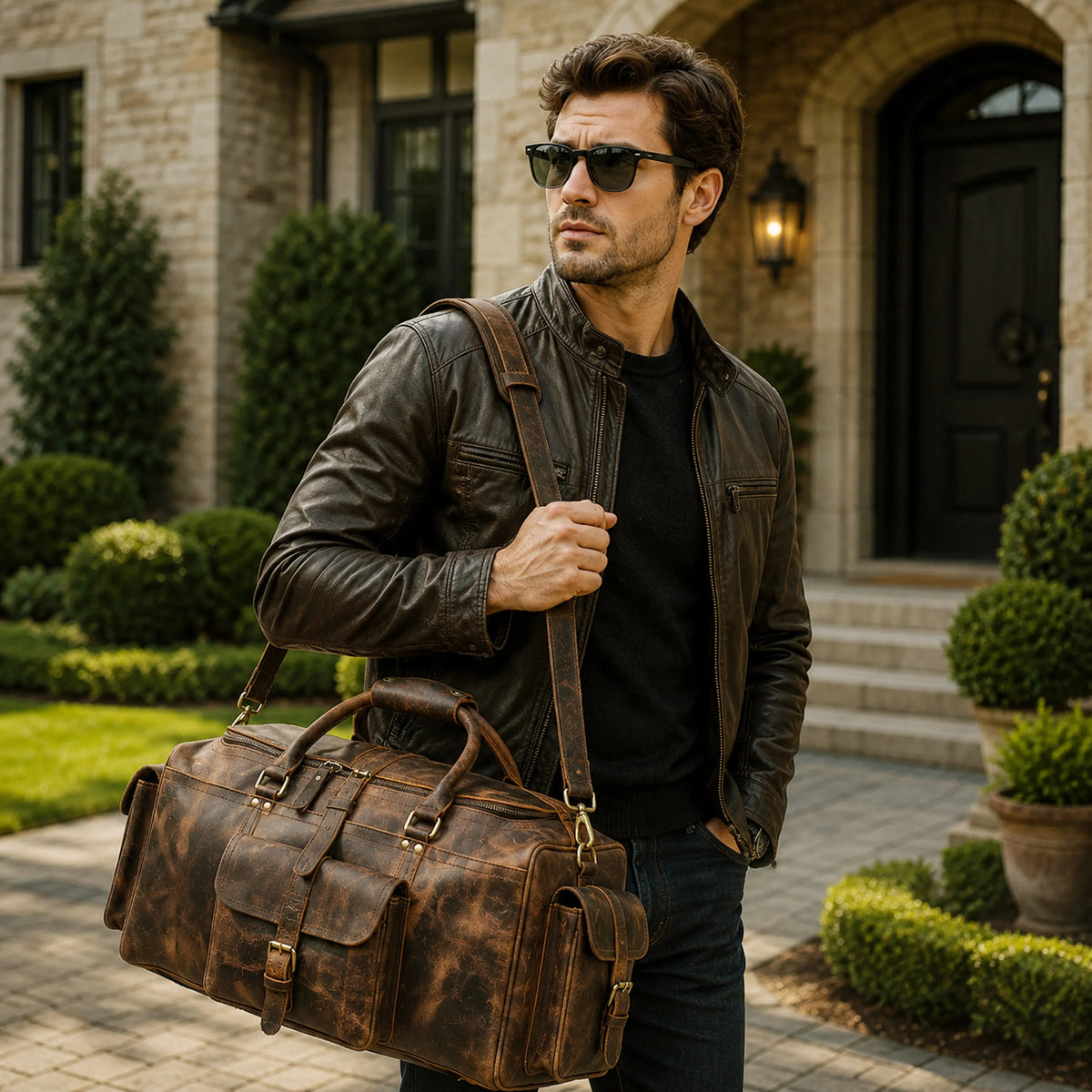 The Frontier Buffalo Leather Duffel