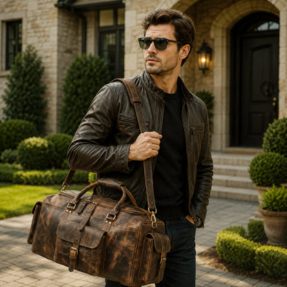 The Frontier Buffalo Leather Duffel