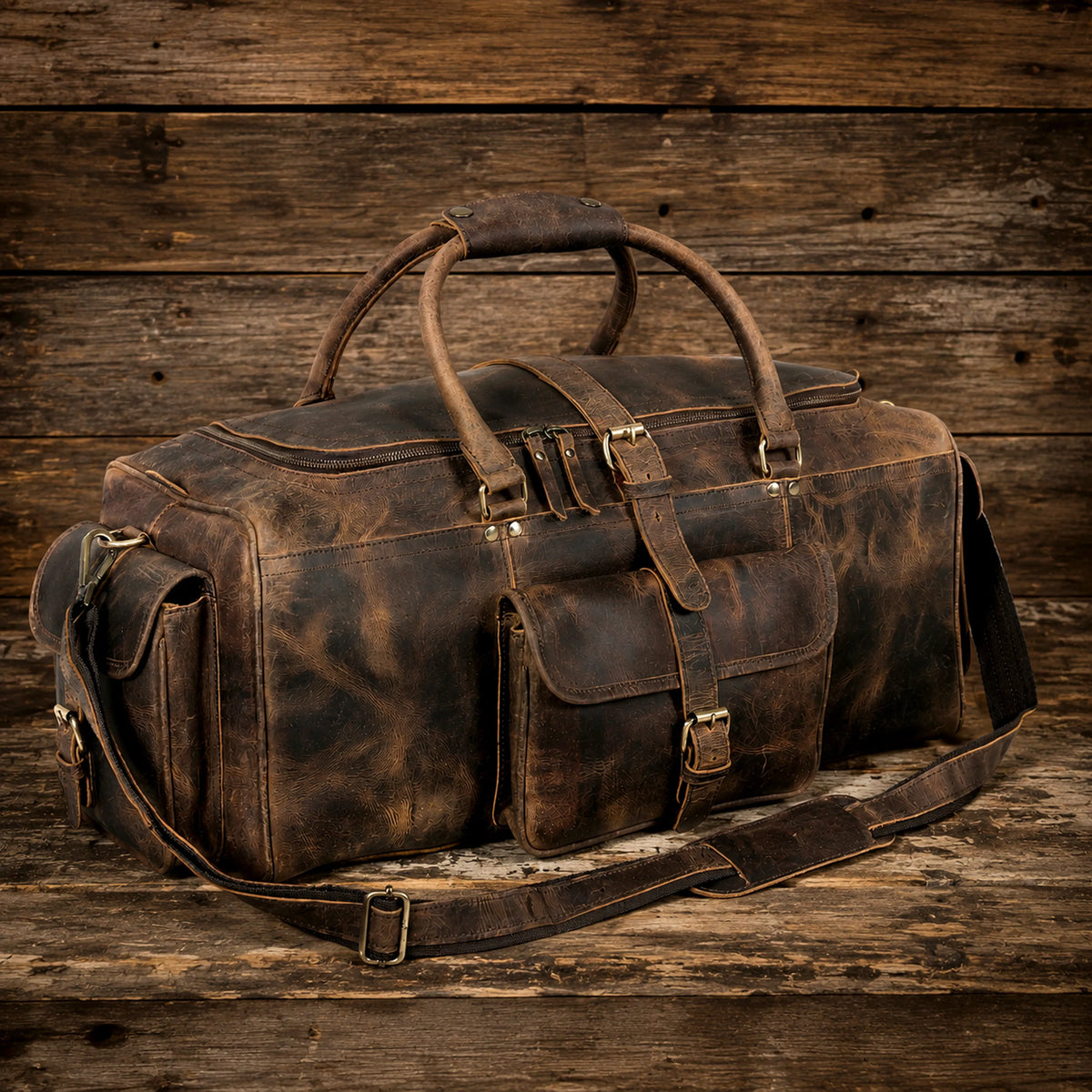 The Frontier Buffalo Leather Duffel