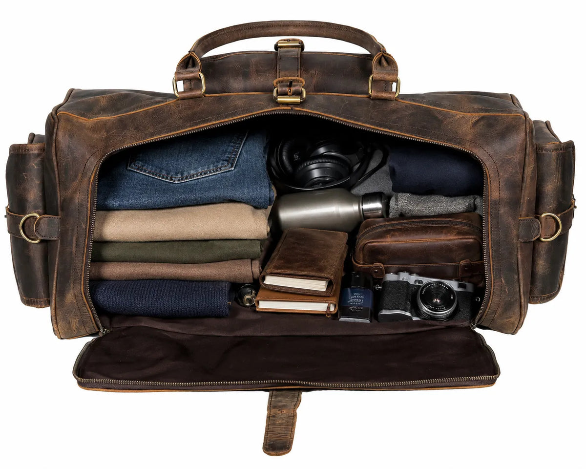 The Frontier Buffalo Leather Duffel