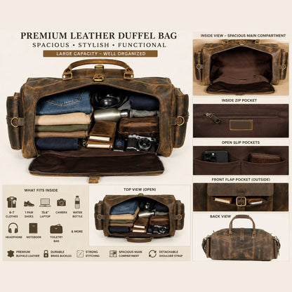 The Frontier Buffalo Leather Duffel
