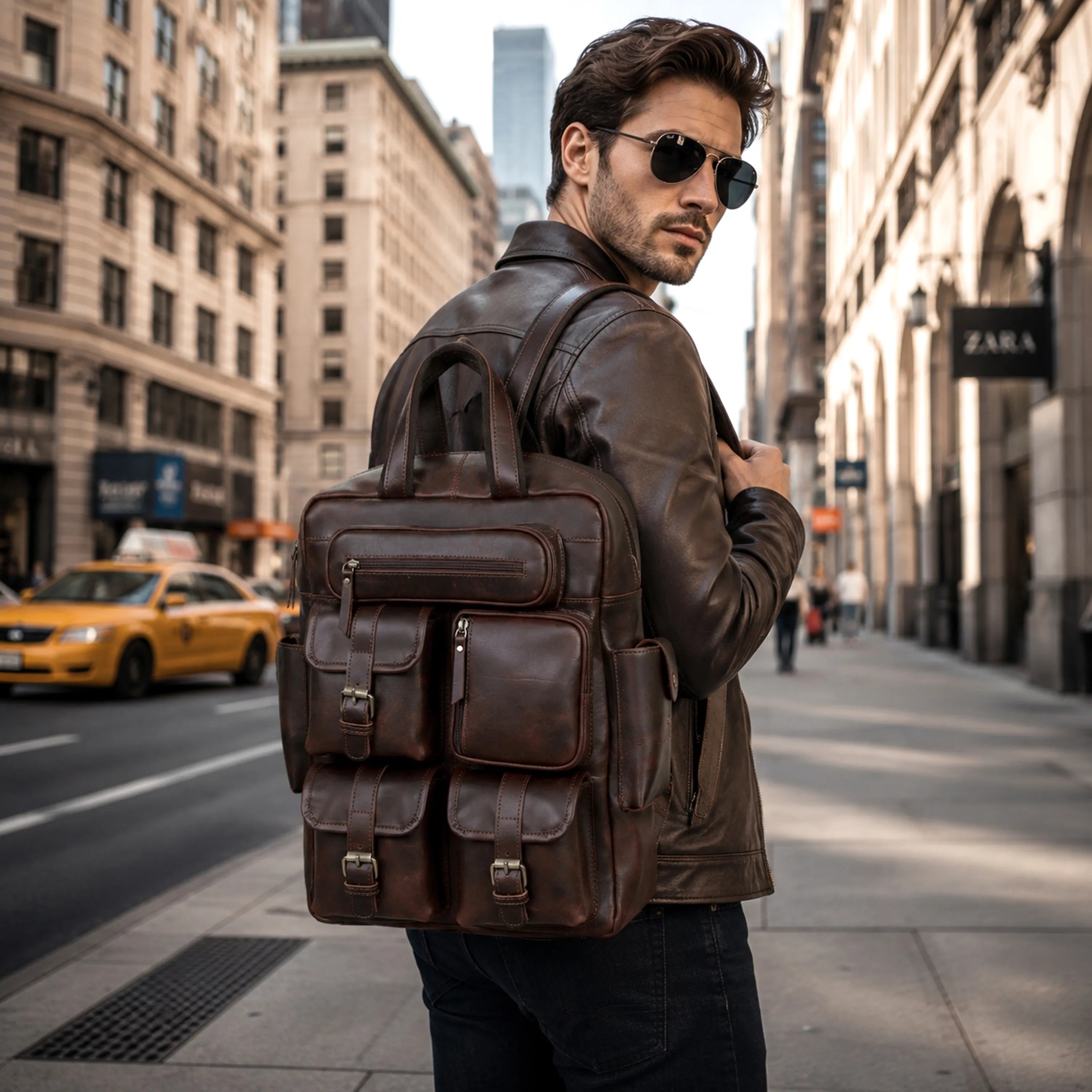 convertible leather backpack for men Mens Small Vintage Easily Convertible Time Resistance Womens Full Grain