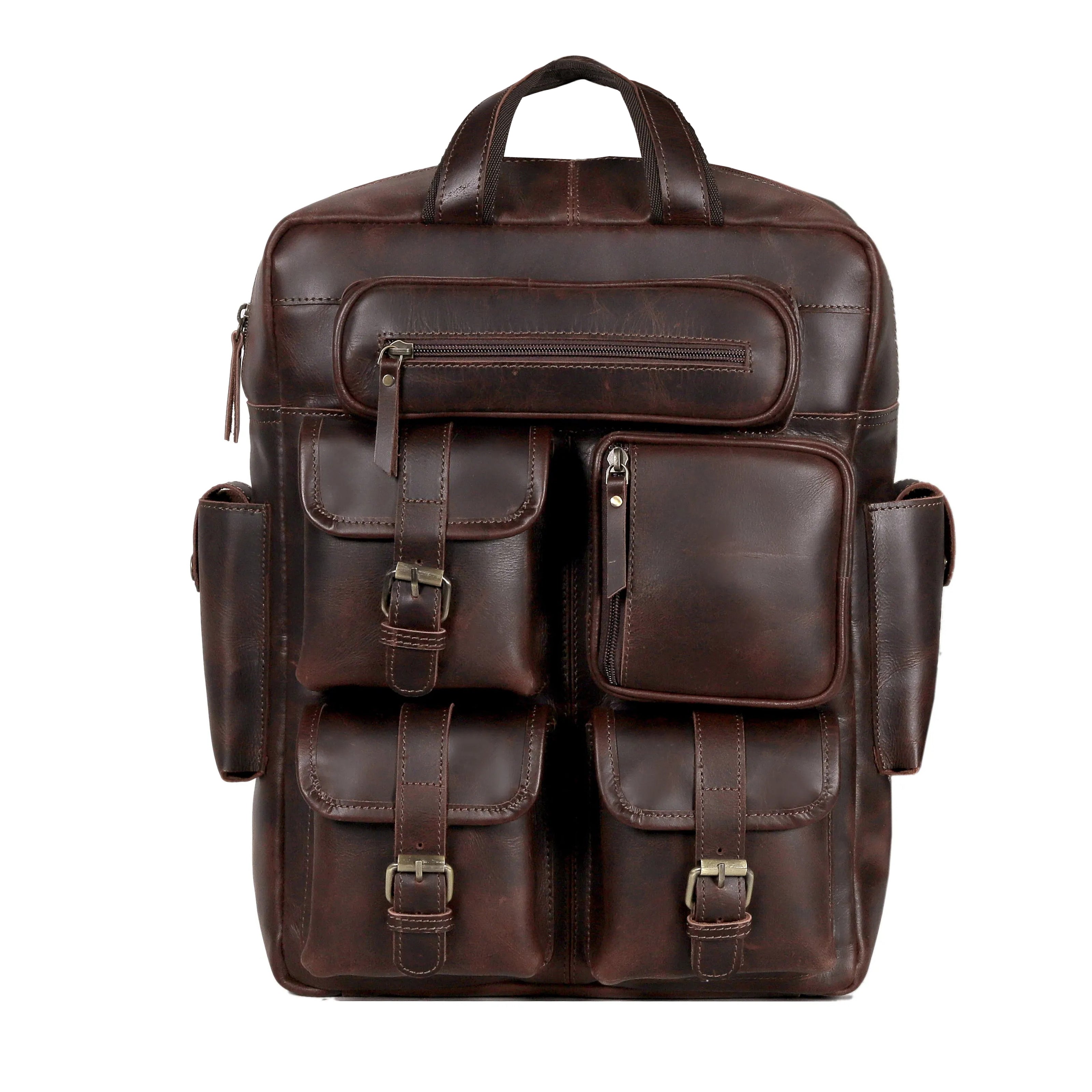 Leather Backpack for Work & Travel with Laptop Compartment