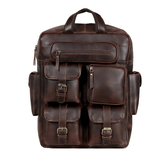 Leather Backpack for Work & Travel with Laptop Compartment