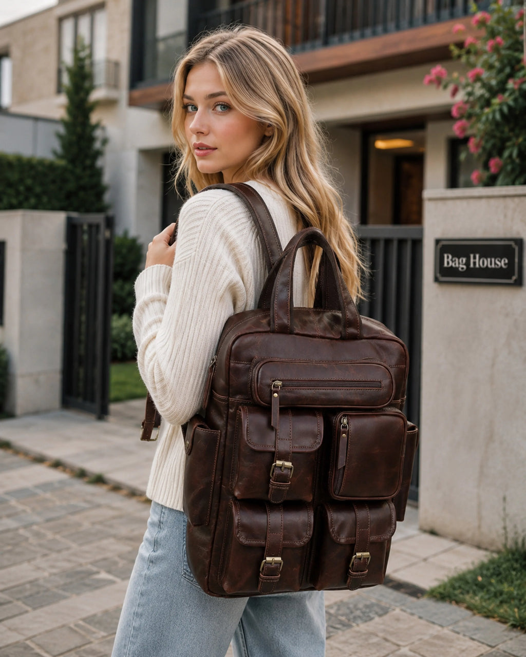 Multiutility Leather Backpack For Work & Travel