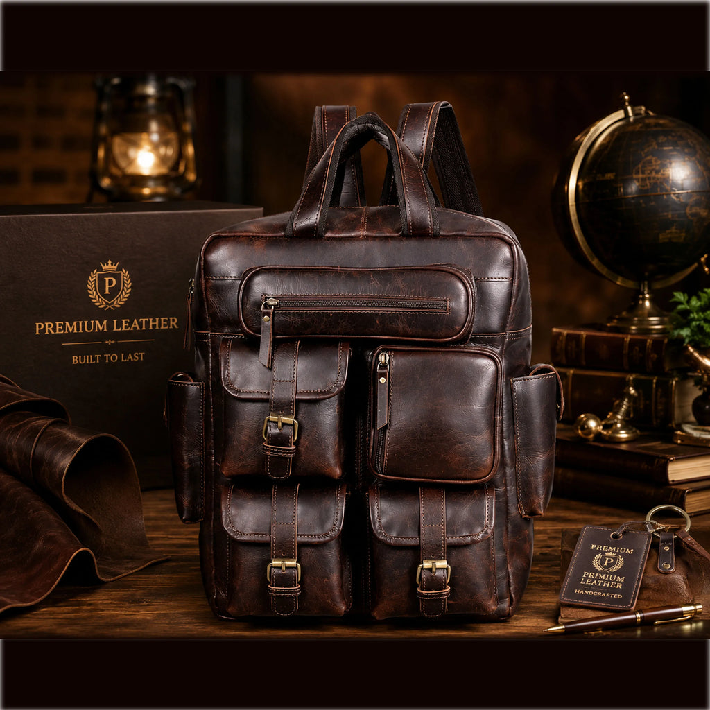 Multiutility Leather Backpack For Work & Travel