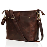 SYDNEY BUFFALO LEATHER TOTE - BROWN