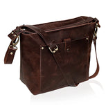SYDNEY BUFFALO LEATHER TOTE - BROWN