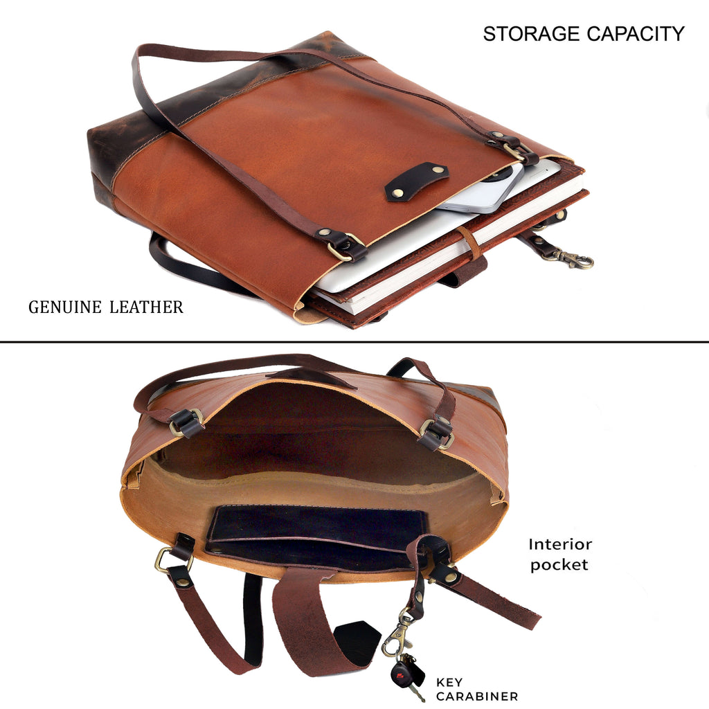 Vintage Chestnut Leather Tote – Rugged Elegance with Everyday Utility