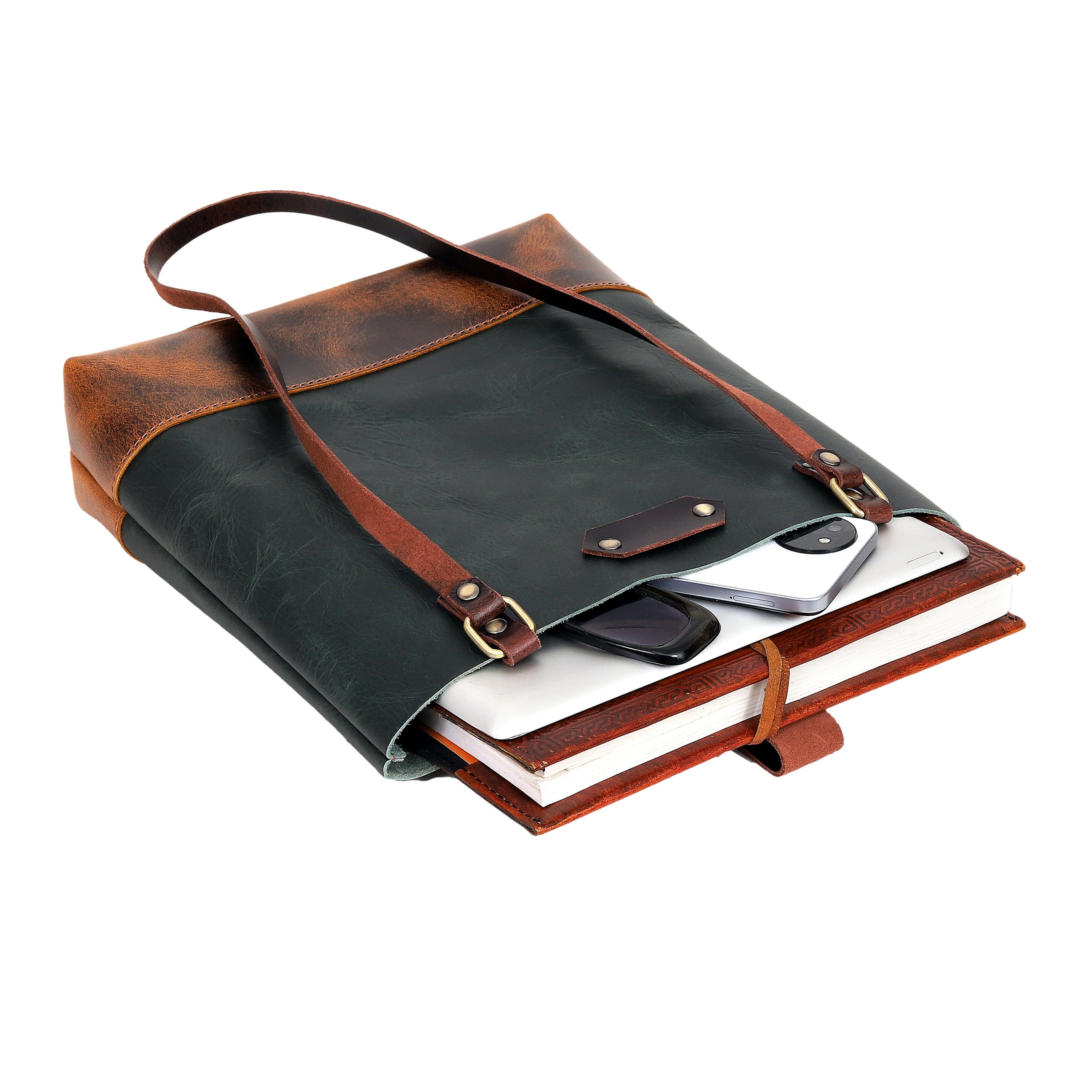 Evergreen Artisan Leather Tote – Sleek Utility with Timeless Charm
