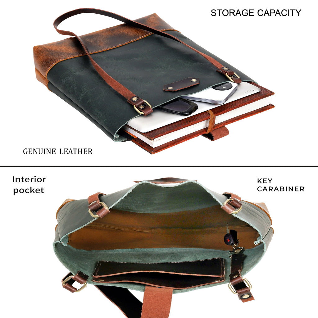 Evergreen Artisan Leather Tote – Sleek Utility with Timeless Charm