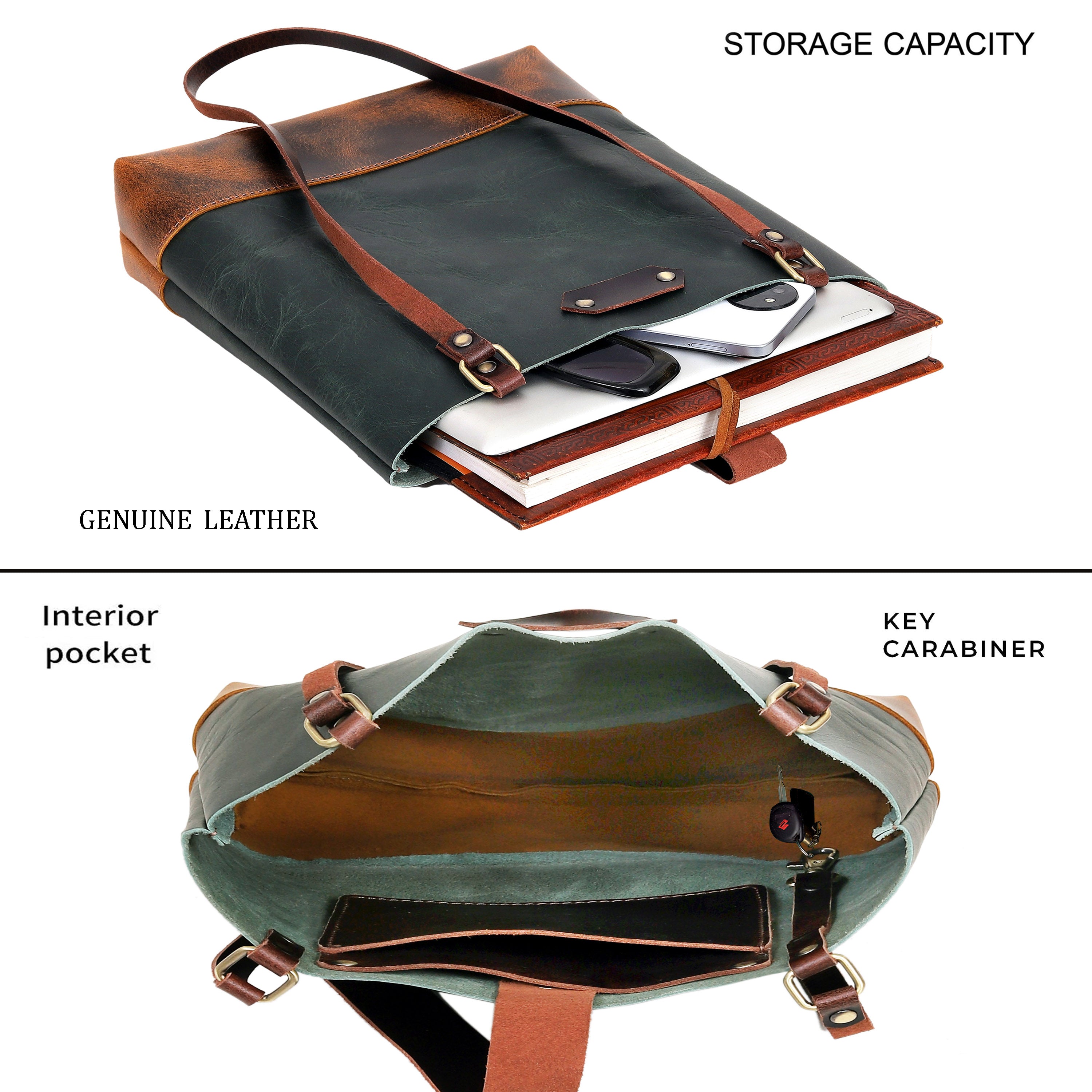 Evergreen Artisan Leather Tote – Sleek Utility with Timeless Charm