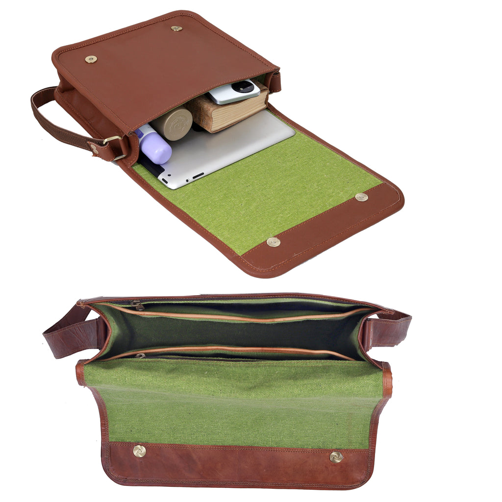 Classic Leather Messenger Bag – Vintage Style Crossbody Satchel for Everyday Use