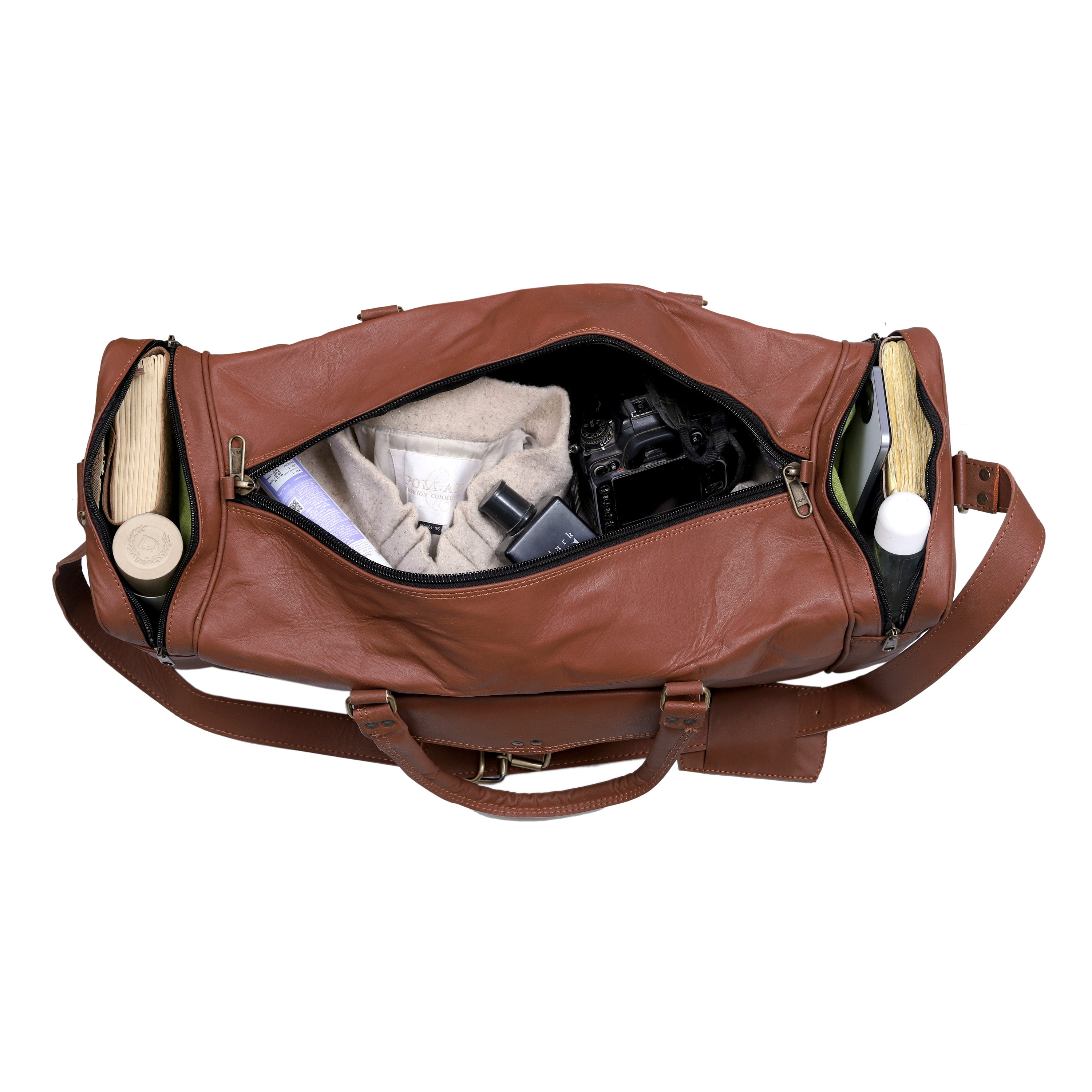 Classic Leather Duffel Bag – Genuine Full-Grain Leather Travel Bag