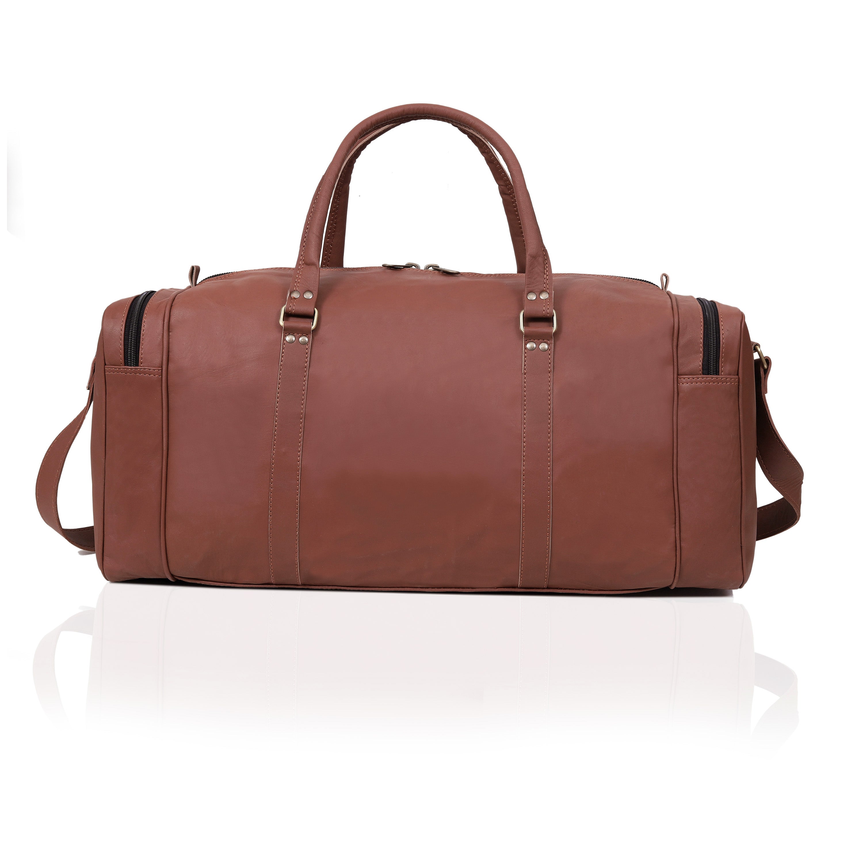 Classic Leather Duffel Bag – Genuine Full-Grain Leather Travel Bag