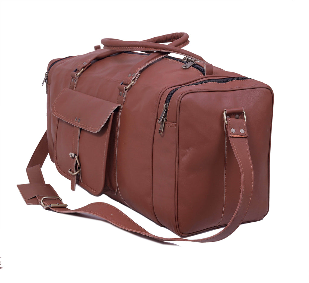 Classic Leather Duffel Bag – Genuine Full-Grain Leather Travel Bag