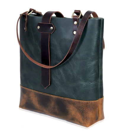 Evergreen Artisan Leather Tote – Sleek Utility with Timeless Charm