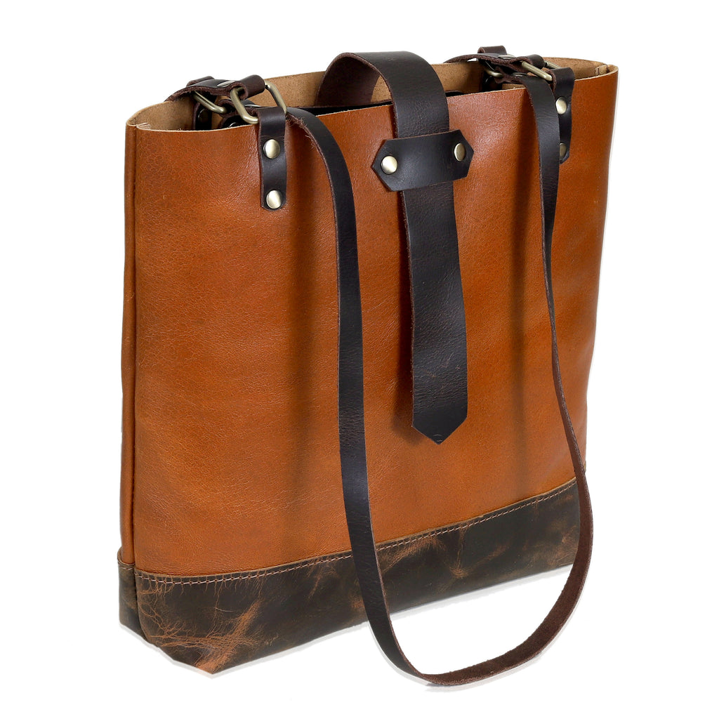 Vintage Chestnut Leather Tote – Rugged Elegance with Everyday Utility
