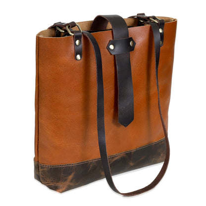 Vintage Chestnut Leather Tote – Rugged Elegance with Everyday Utility