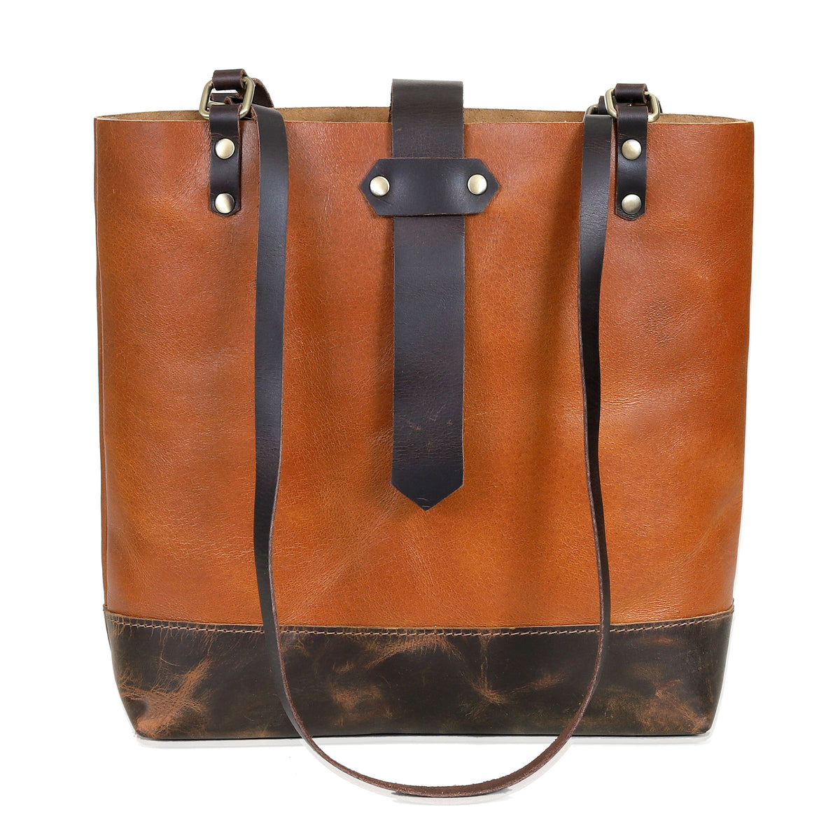 Vintage Chestnut Leather Tote – Rugged Elegance with Everyday Utility