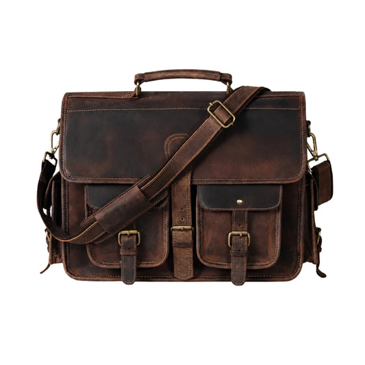 Shasta Multi Pocket Leather Messenger Bag