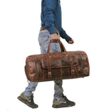 Vintage Leather Travel Duffle Bag
