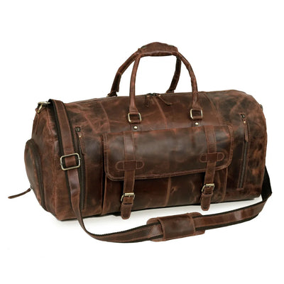 Vintage Leather Travel Duffle Bag