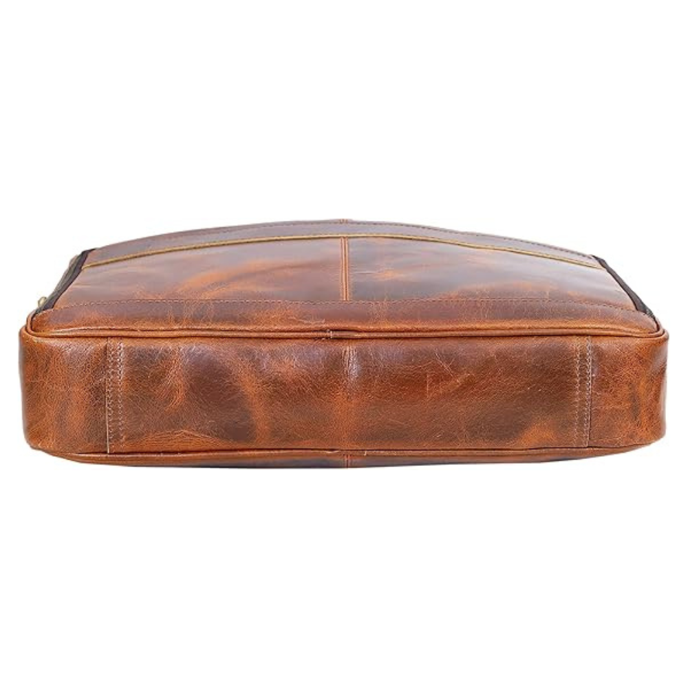 Tan Leather Office Briefcase for Men