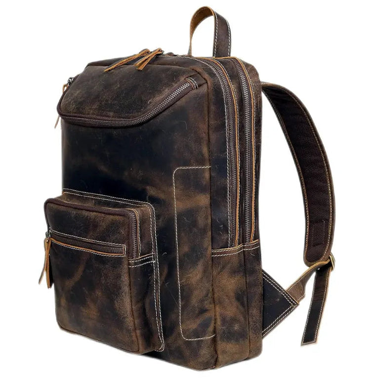 Vintage Leather Backpack for Men and women with Laptop Compartment