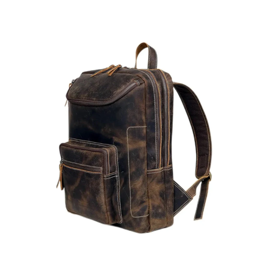 Vintage Leather Backpack for Men and women with Laptop Compartment