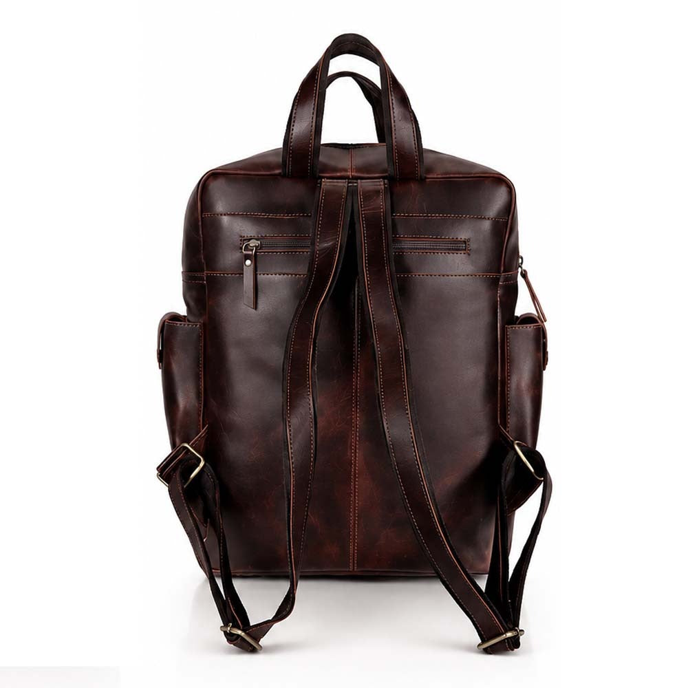 Leather Backpack for Work & Travel with Laptop Compartment