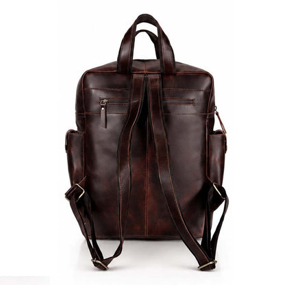 Leather Backpack for Work & Travel with Laptop Compartment
