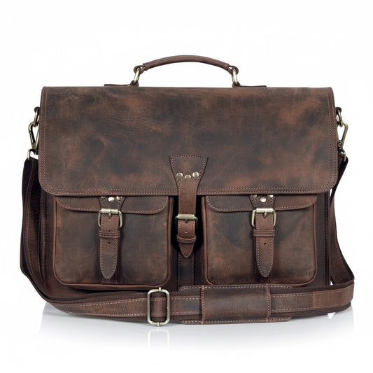 Vintage Brown Leather Messenger Bag