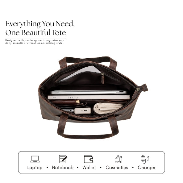Manhattan Heritage Full Grain Leather Tote Bag