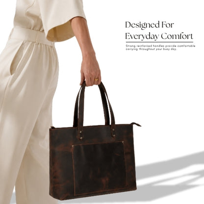 Manhattan Heritage Full Grain Leather Tote Bag